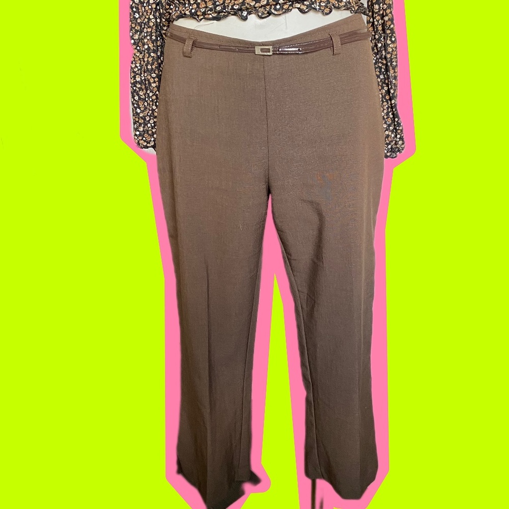 90s XOXO Brown Capri Pants w/ Belt
